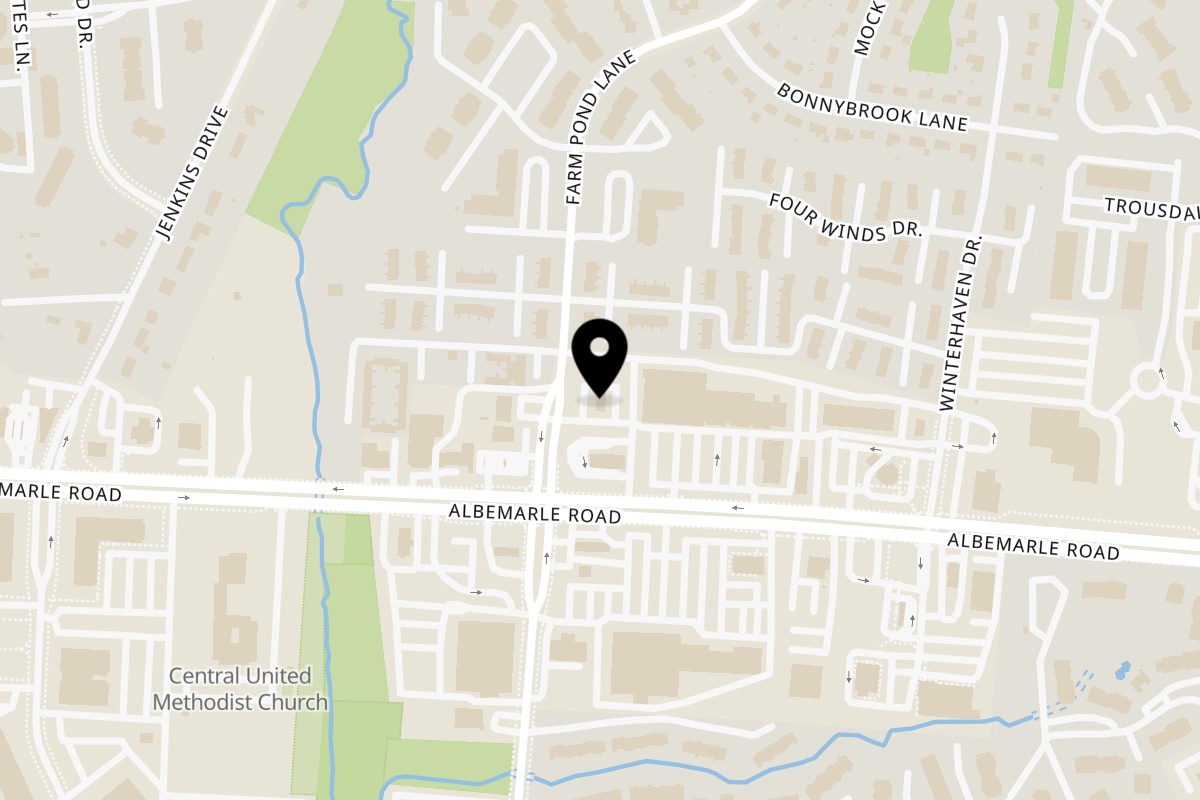 Map showing the location of Asian Grocery/Nepali/Indian/Burmese Store on 5669 Farm Pond Ln in Charlotte